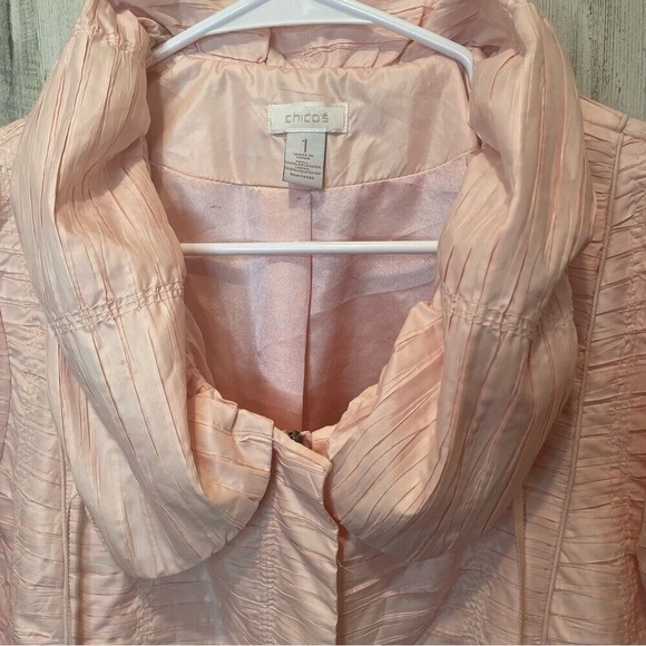 Chicos Twisty Textured Tami Lightweight Jacket- Toscanini Light Pink - Size 1 - Picture 5 of 6